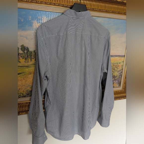 Theory White & Navy Striped Shirt - Picture 2 of 4